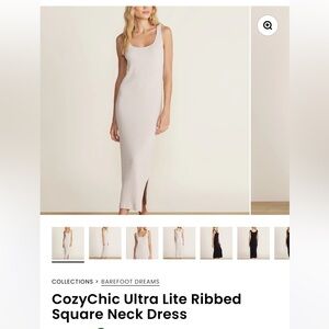 Barefoot Dreams CozyChic Ultra Lite Square Neck Ribbed Dress NWT